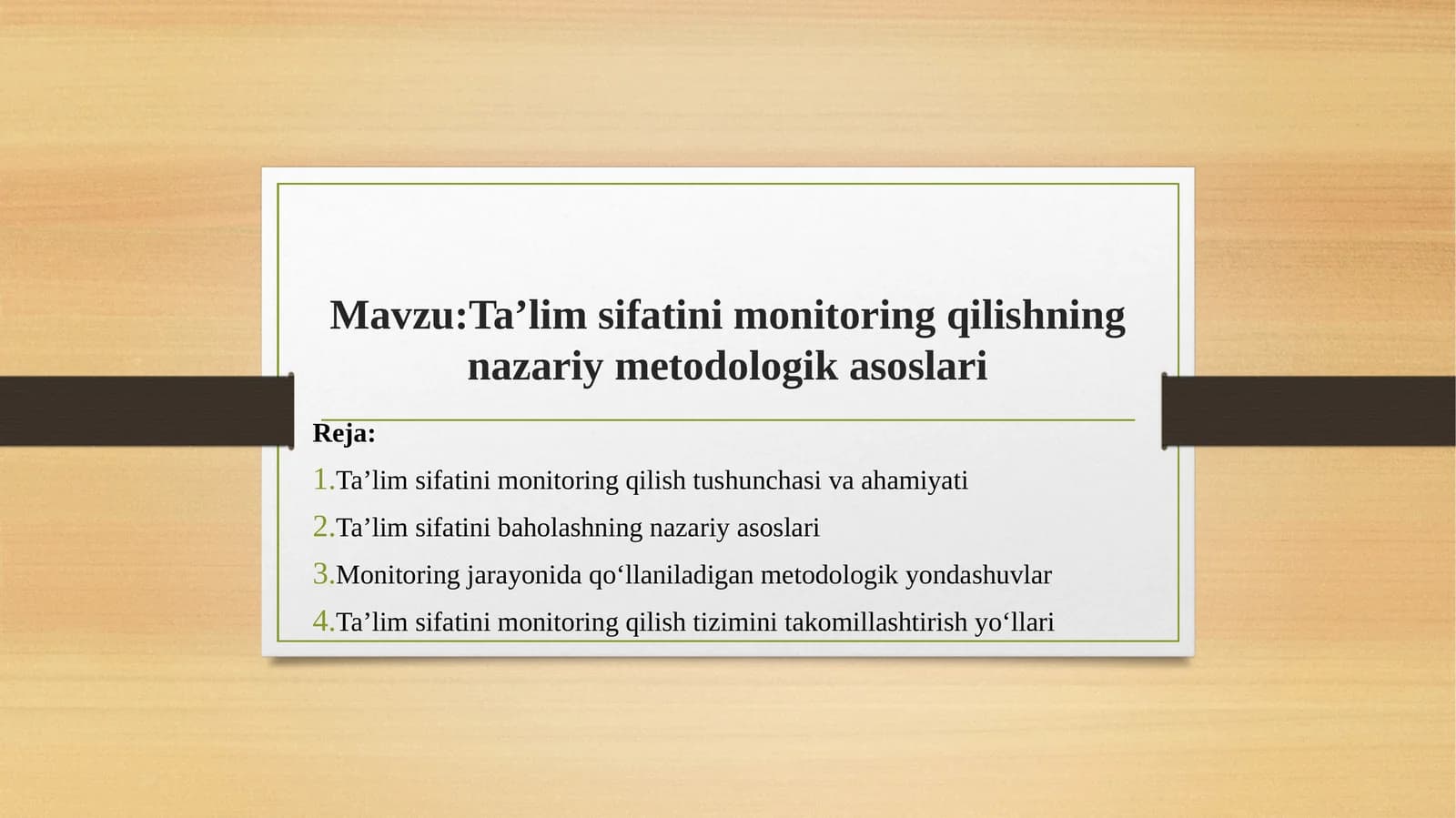 Ta'lim sifatini monitoring qilishning nazariy-metodologik asoslari