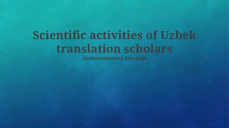 Scientific activities of Uzbek translation scholars