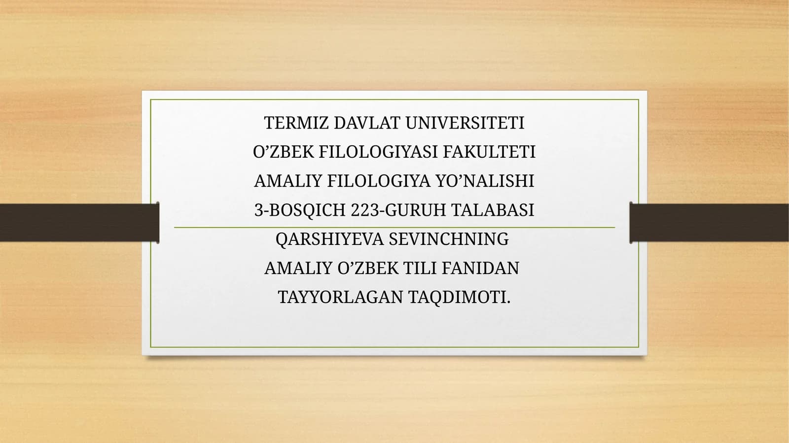 AMALIY O’ZBEK TILI FANI DAN TAYYORLAGAN TAQDIMOT
