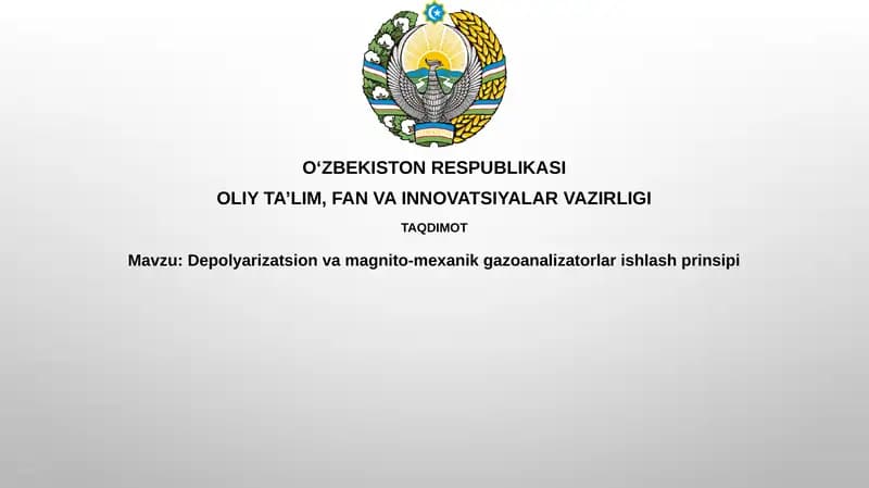 Depolyarizatsion va magnito-mexanik gazo analizatorlari