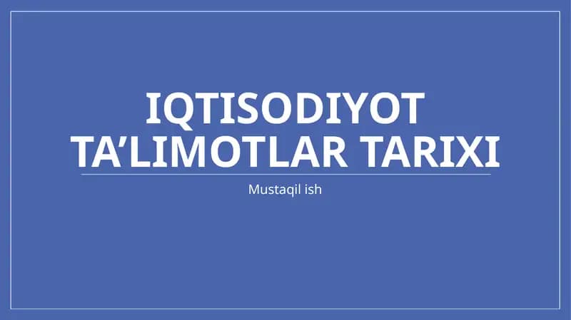 KEYNS VA KEYNCHILIK TA’LIMOTI