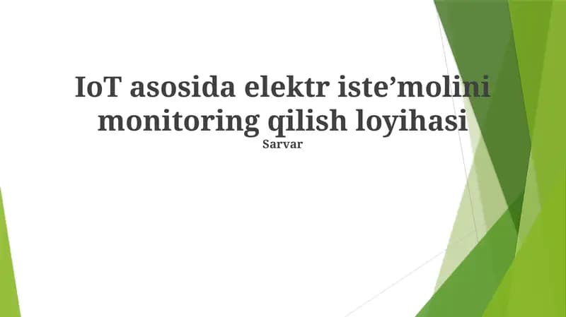 IoT asosida elektr isteʼmolini monitoring qilish loyihasi