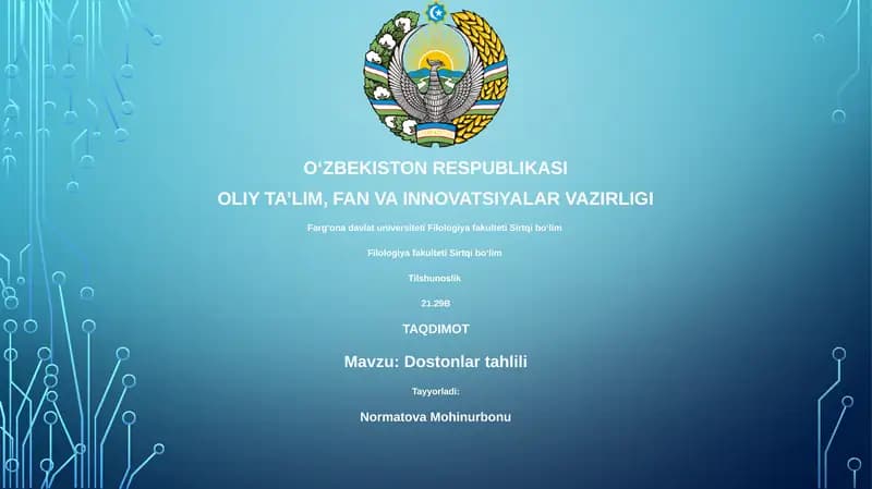 Dostonlar Tahlili