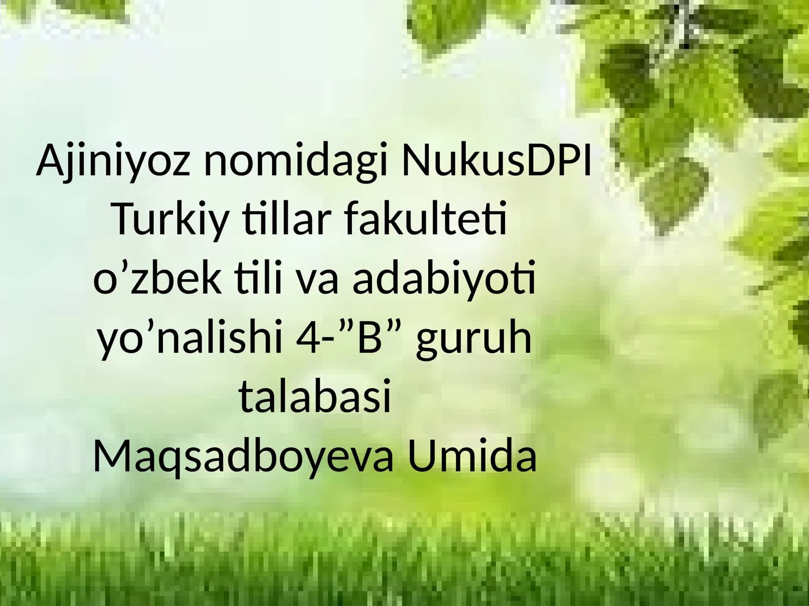 O’zbekning o’zligi