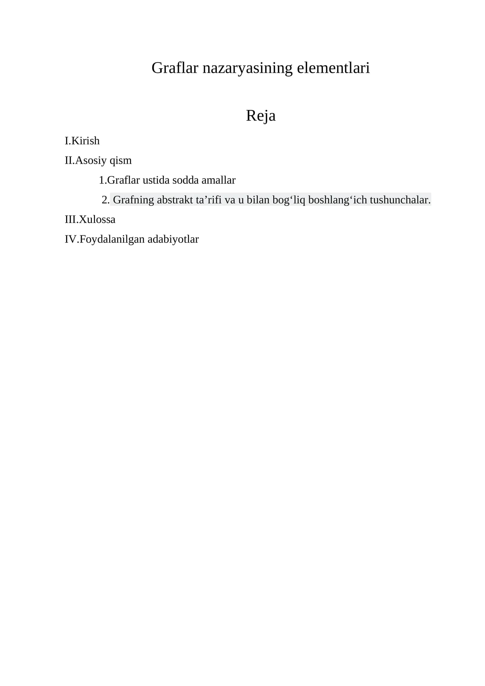 Graflar nazaryasining elementlari