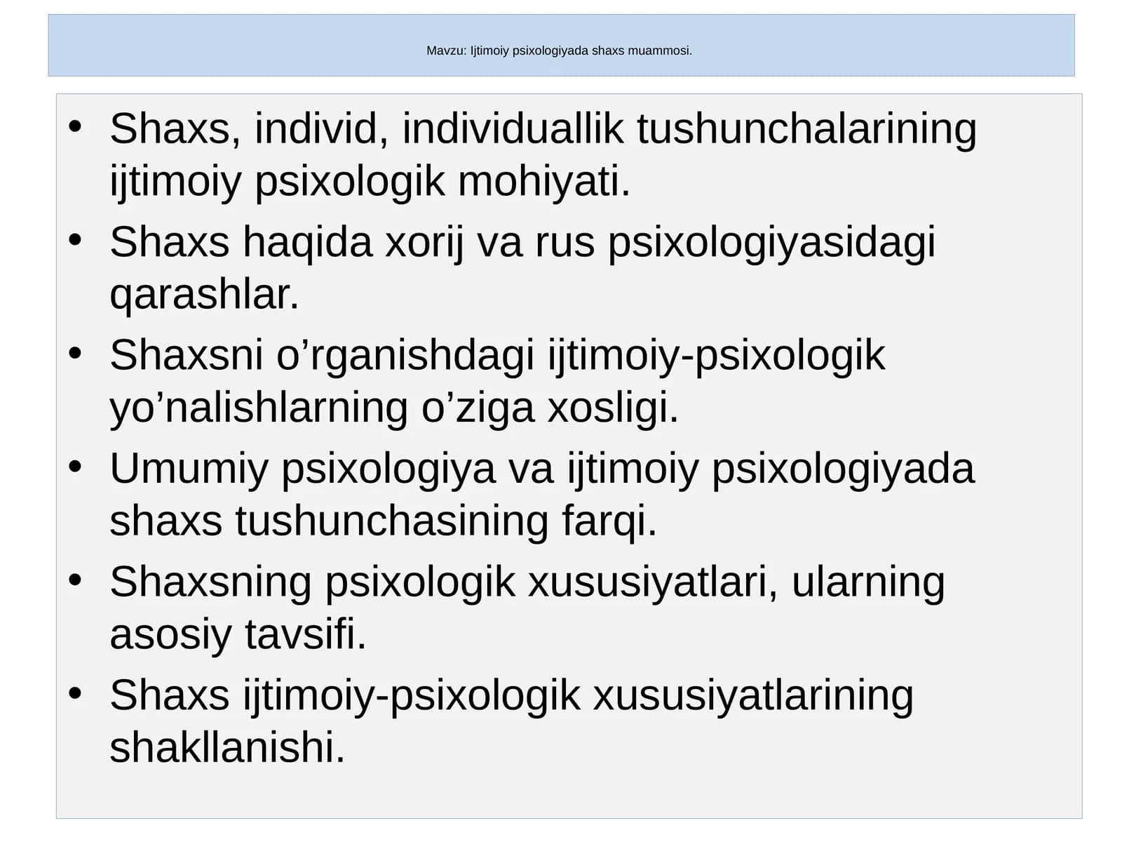 Ijtimoiy psixologiyada shaxs muammosi