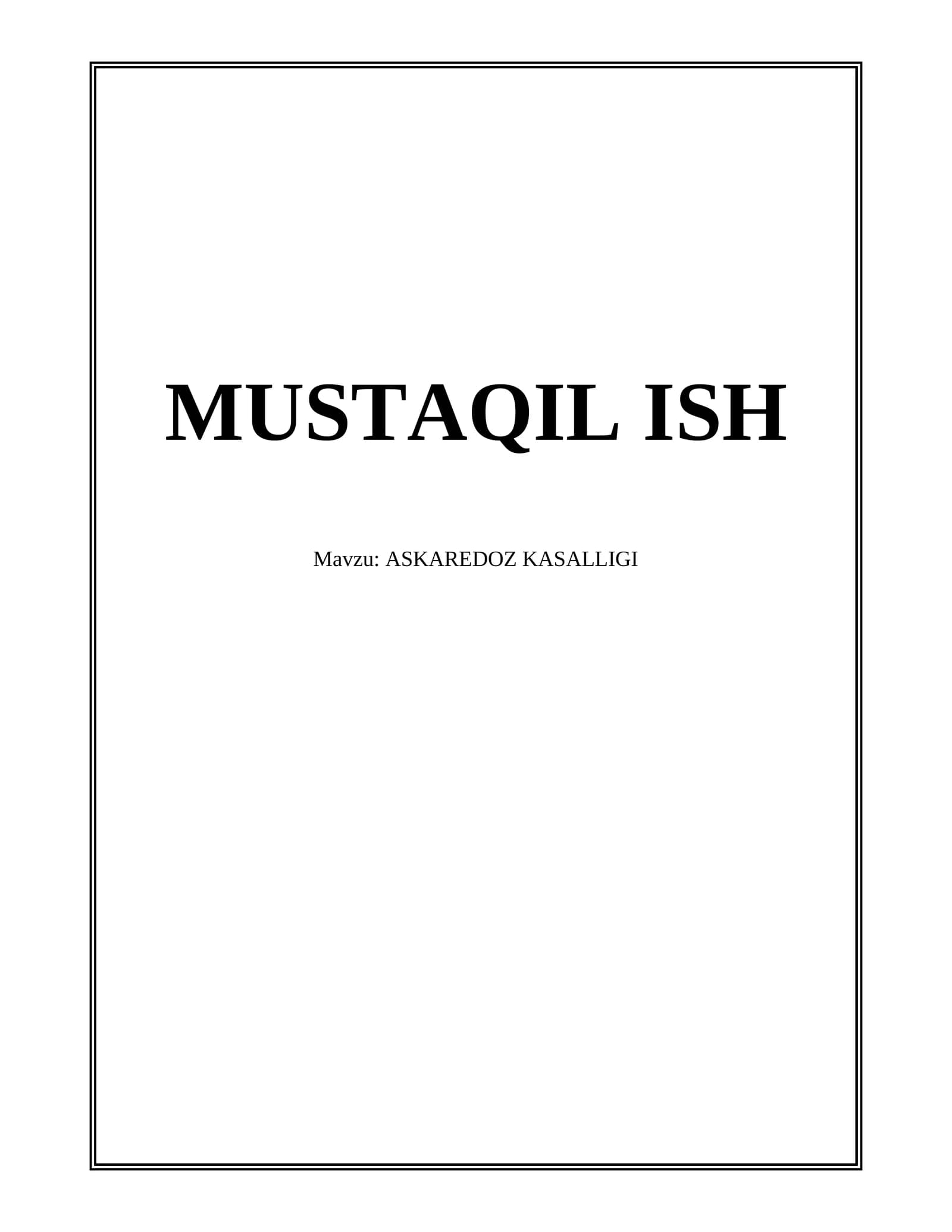 ASKAREDOZ KASALLIGI