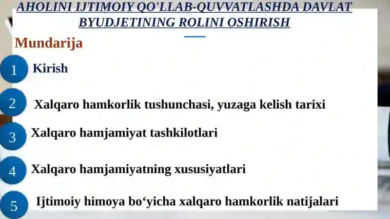 AHOLINI IJTIMOIY QO'LLAB-QUVVATLASHDA DAVLAT BYUDJETINING ROLINI OSHIRISH