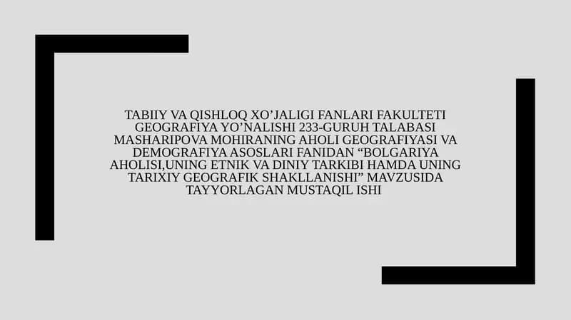 Bolgariya aholisi taqdimot