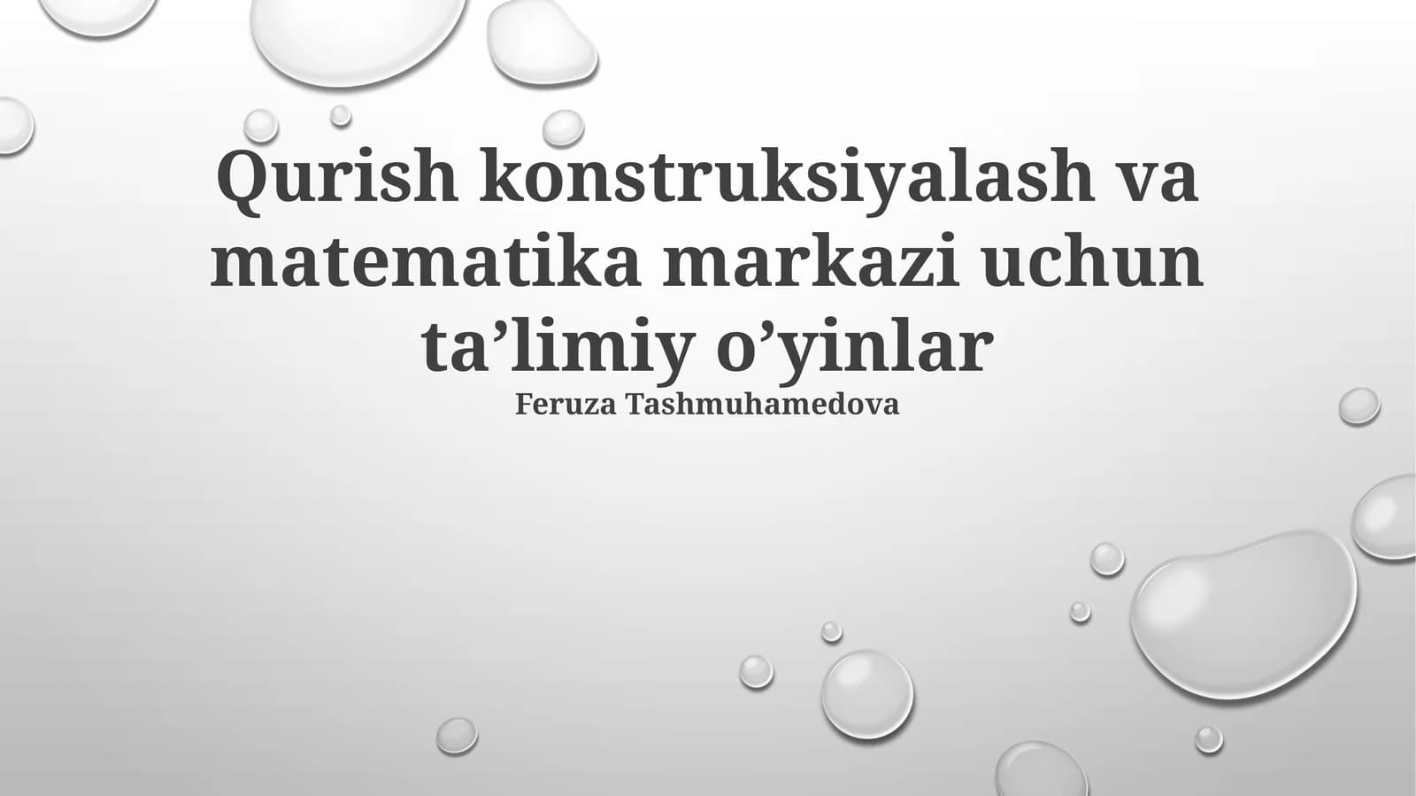 Qurish konstruksiyalash va matematika markazi uchun ta’limiy o’yinlar