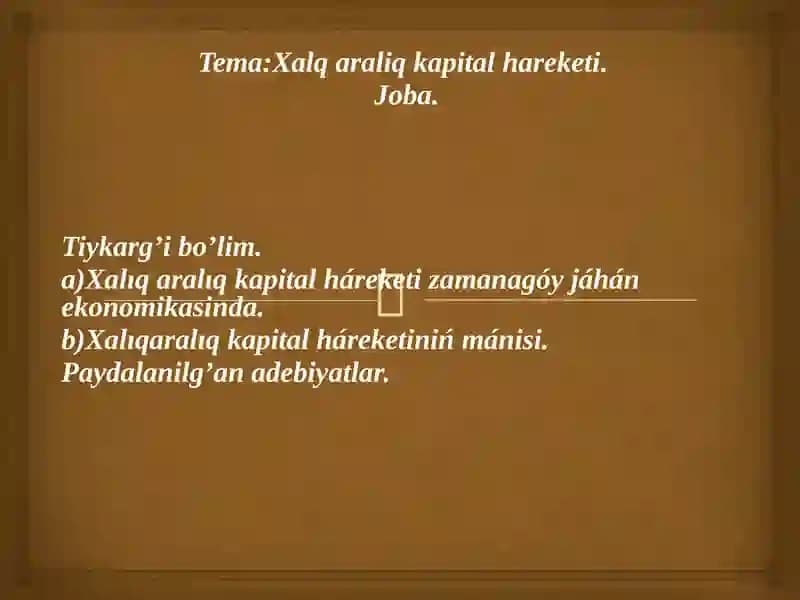 Xalqaraliq kapital hareketi