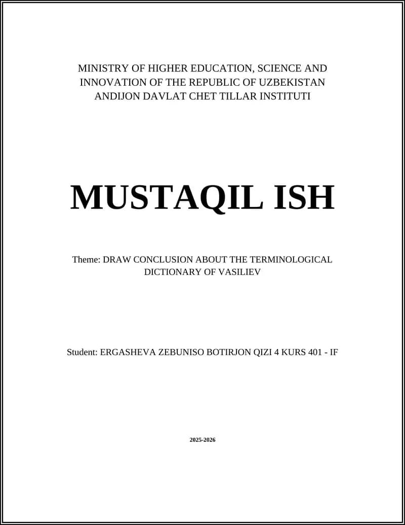Vasiliev's terminological dictionary