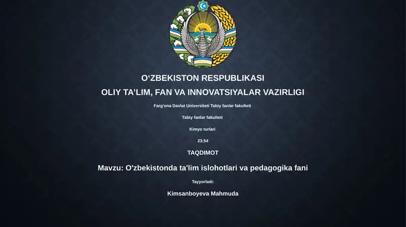 Oʻzbekistonda ta'lim islohotlari va pedagogika fani