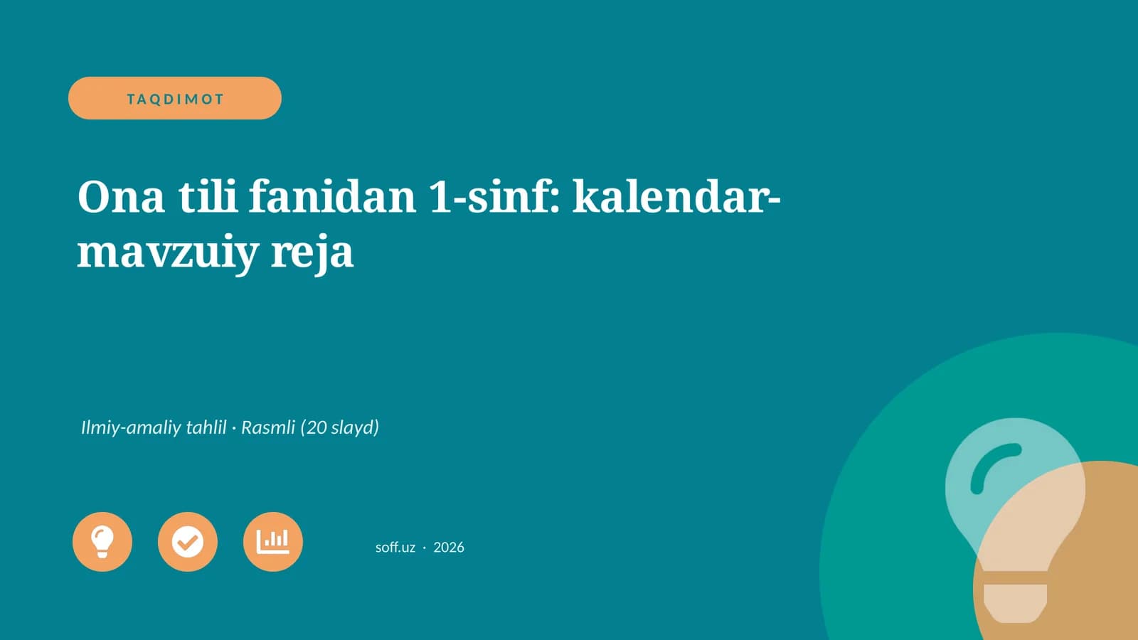 Ona tili fanidan 1-sinf: kalendar-mavzuiy reja