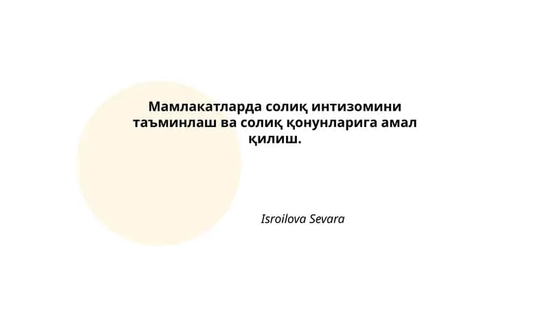 Солиқ назорати тизимлари
