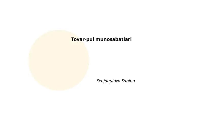 Tovar-pul munosabatlari