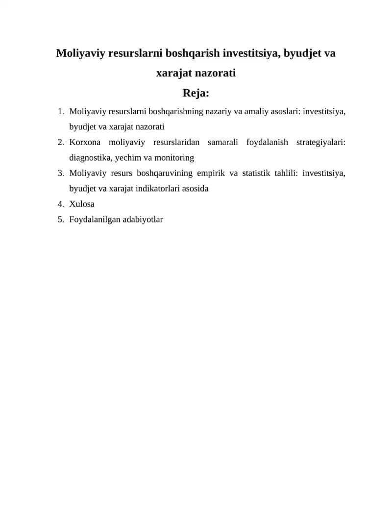 Moliyaviy resurslarni boshqarish