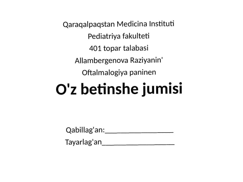 Shegren Sindromi va Ko'z Jas Bezilerining Qawipli O'speleri