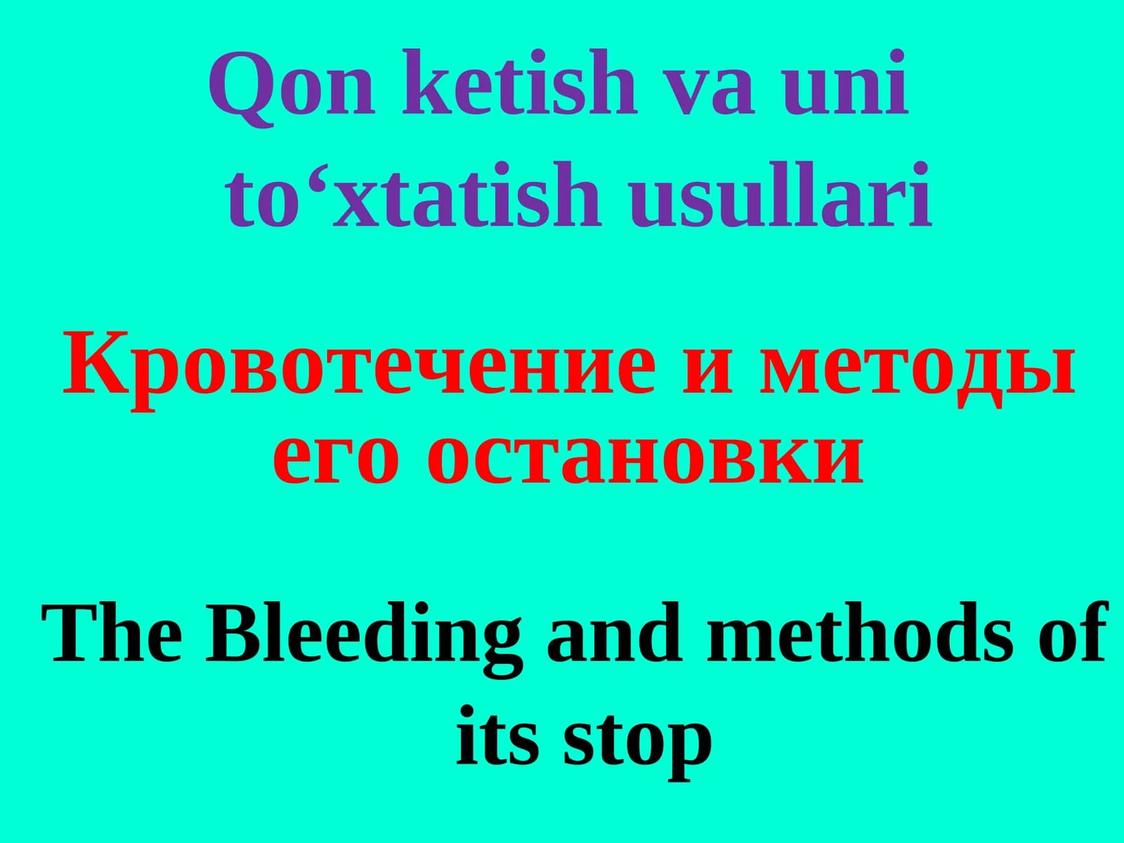 Qon ketish va uni to‘xtatish usullari