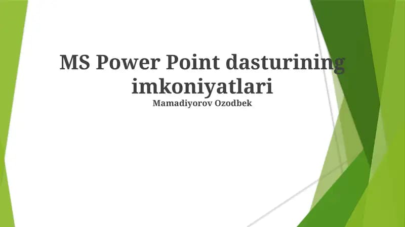 MS Power Point dasturining imkoniyatlari