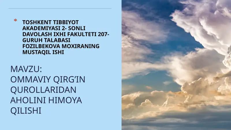 Ommaviy Qirg’in Qurollaridan Aholini Himoya Qilishi