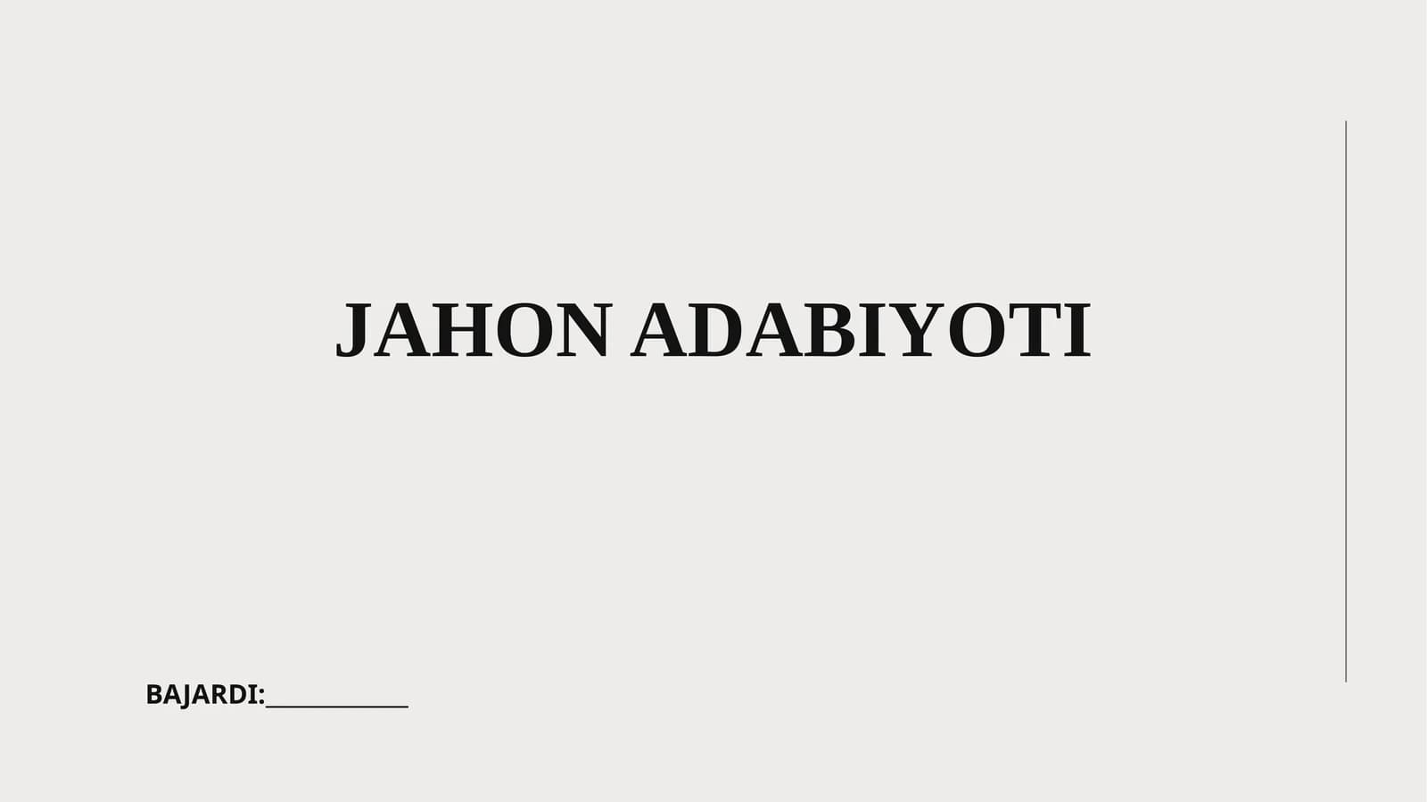 Jahon adabiyoti