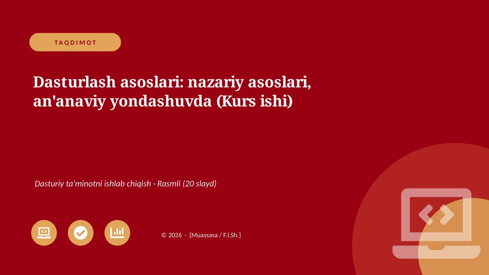 Dasturlash asoslari: nazariy asoslari, an'anaviy yondashuvda