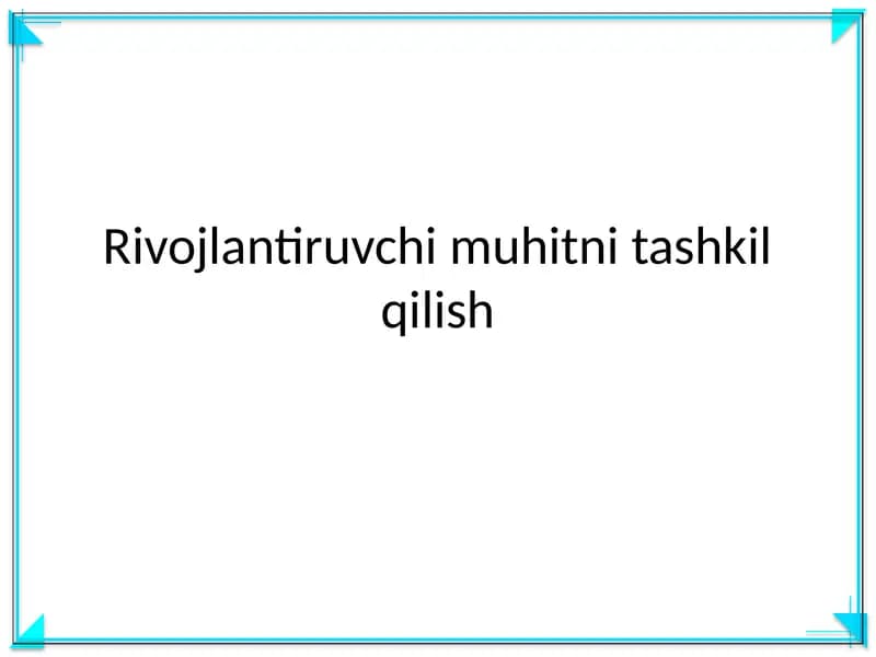 Rivojlantiruvchi muhitni tashkil qilish