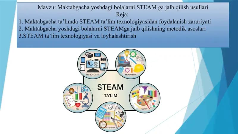 Maktabgacha yoshdagi bolalarni STEAM ga jalb qilish usullari