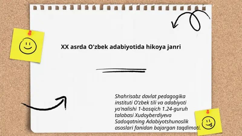Sadoqatning Adabiyotshunoslik asoslari fanidan bajargan taqdimoti