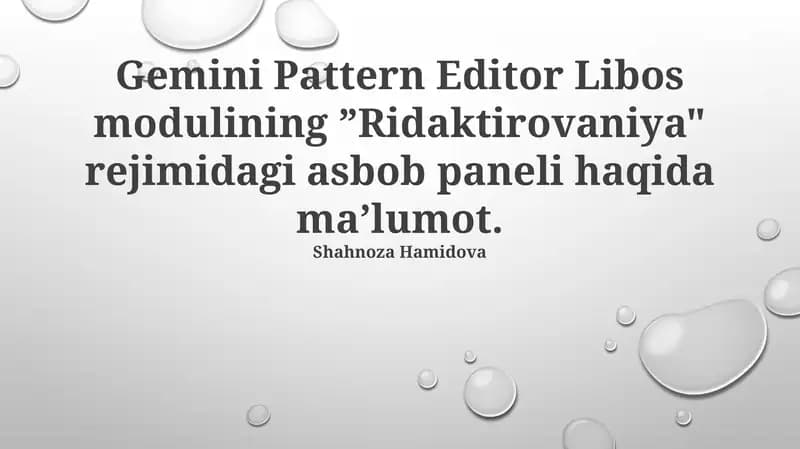 Gemini Pattern Editor Libos modulining ”Ridaktirovaniya" rejimidagi asbob paneli