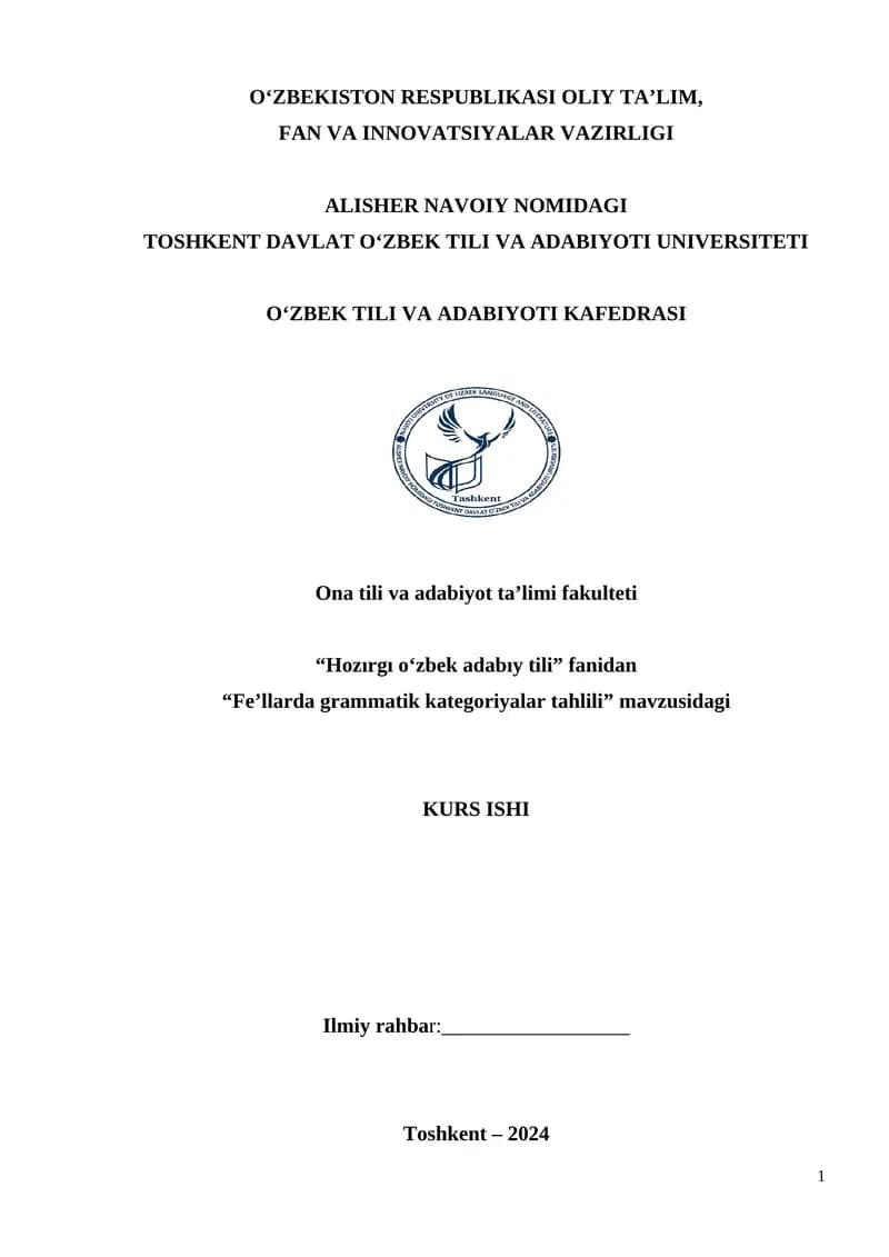 Fe’llarda grammatik kategoriyalar tahlili