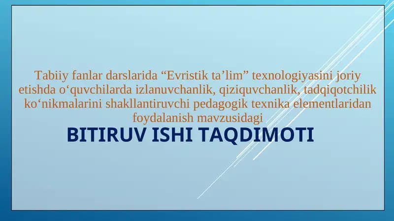 Evristik ta’lim texnologiyasi