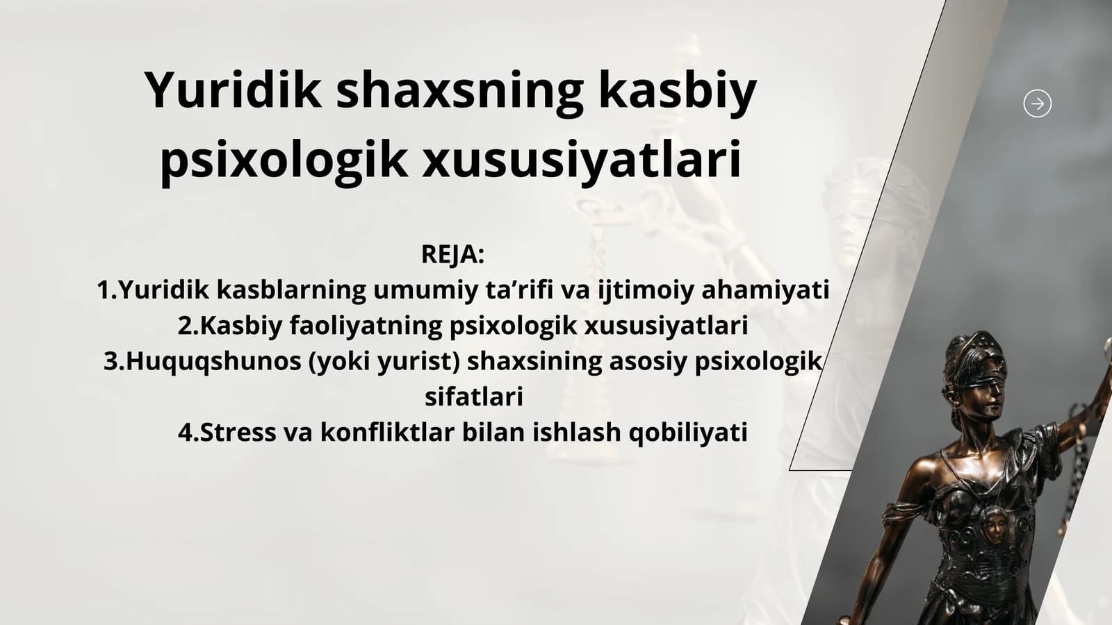 Yuridik shaxsning kasbiy psixologik xususiyatlari