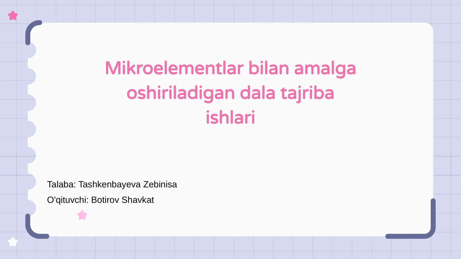 Mikroelementlar bilan amalga oshiriladigan dala tajriba ishlari