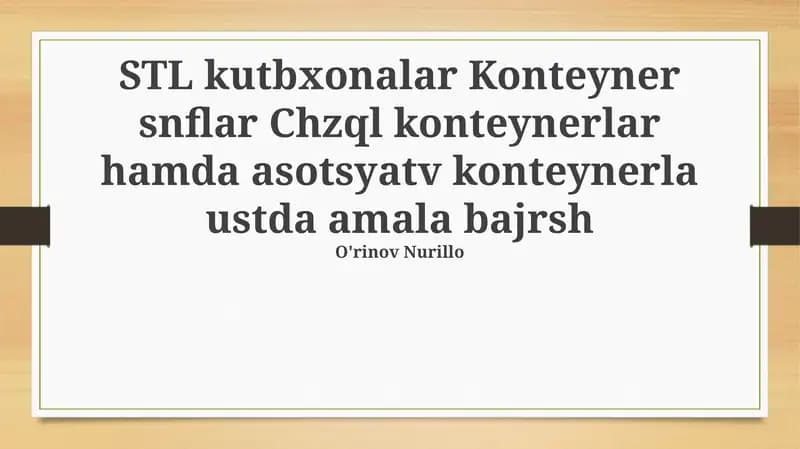 STL Konteyner Sinflari