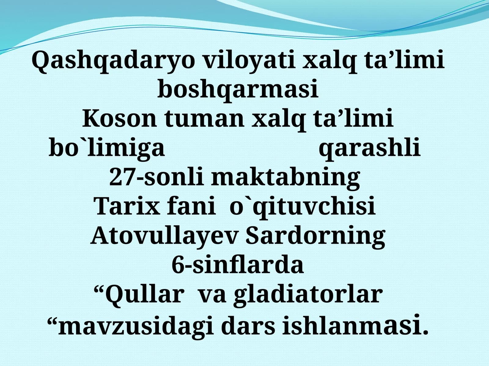 "Qullar va gladiatorlar" darslik