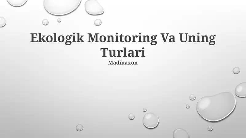 Ekologik Monitoring Va Uning Turlari