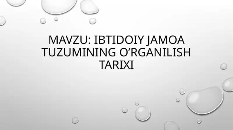 Ibtidoiy jamoa tuzumining o’rganilish tarixi