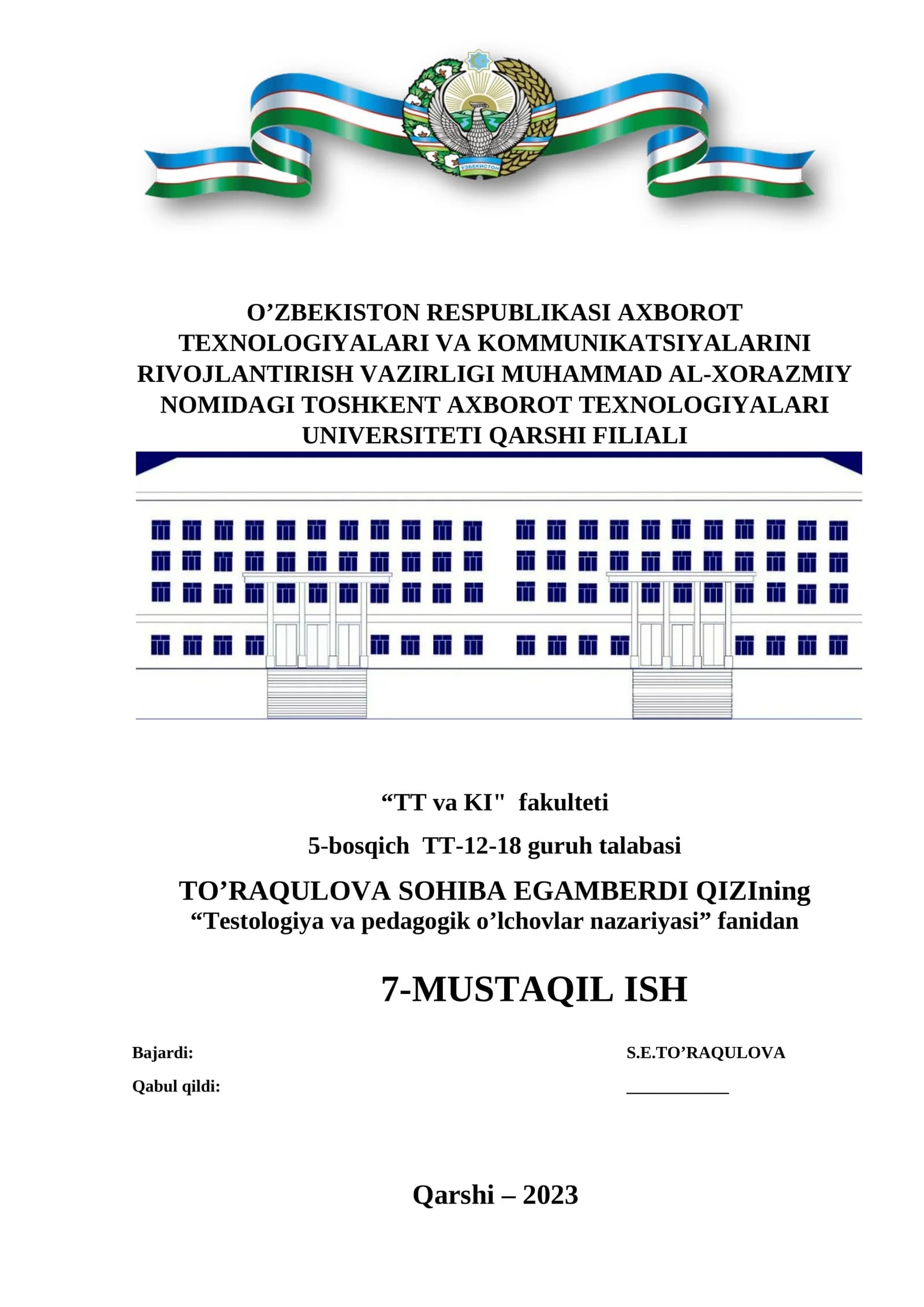 Testologiya va pedagogik o’lchovlar nazariyasi
