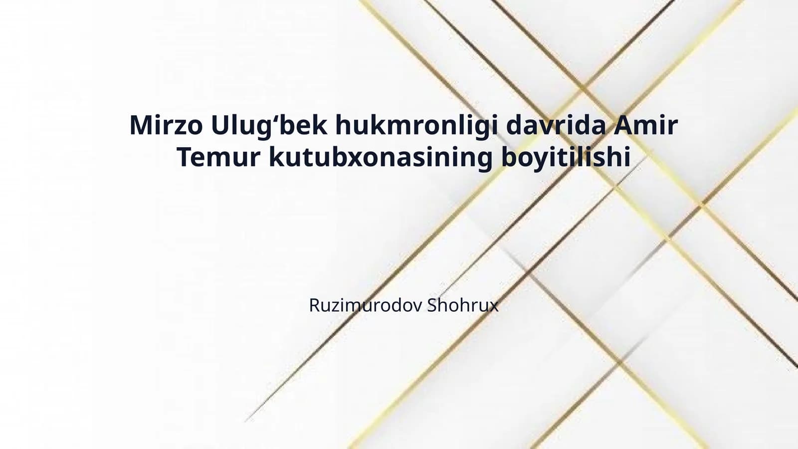 Mirzo Ulugʻbek hukmronligi davrida Amir Temur kutubxonasining boyitilishi