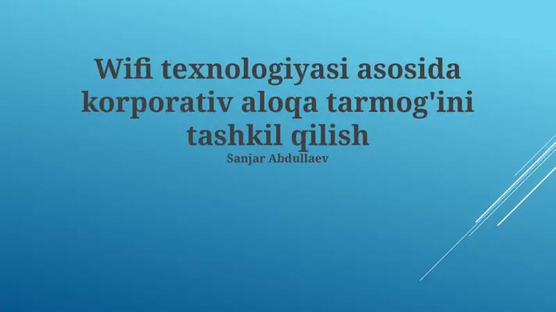 Korporativ aloqa tarmog'i tashkil qilish