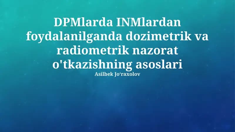 Dozimetrik va radiometrik monitoring