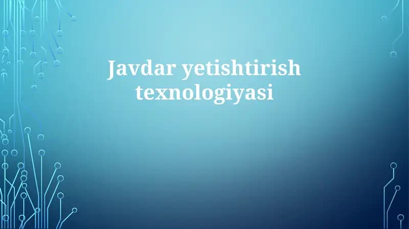 Javdaryetishtirishtexnologiyasi