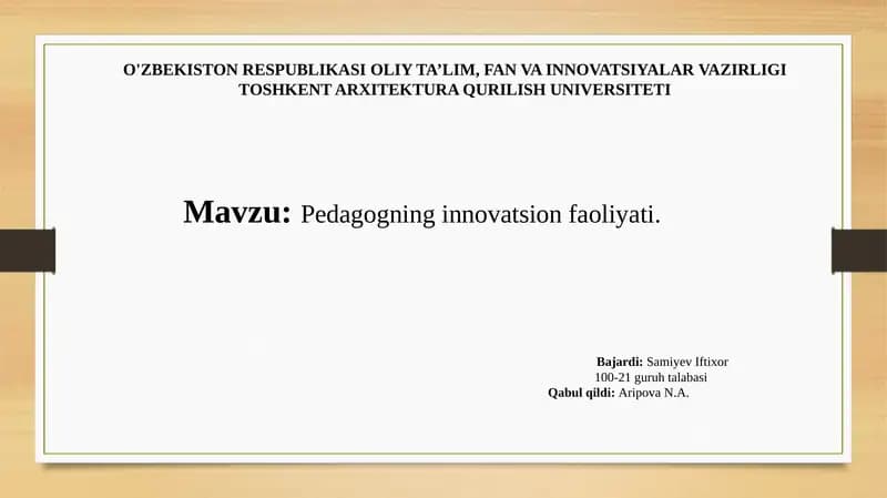 Pedagogning innovatsion faoliyati