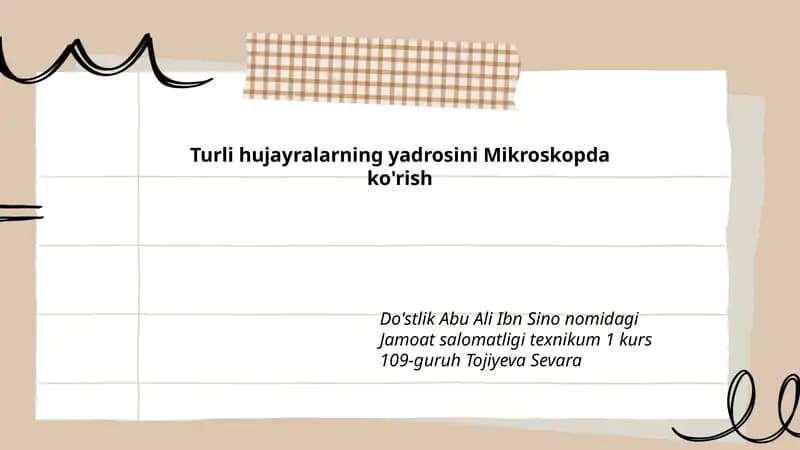 Turli hujayralarning yadrosini Mikroskopda ko'rish