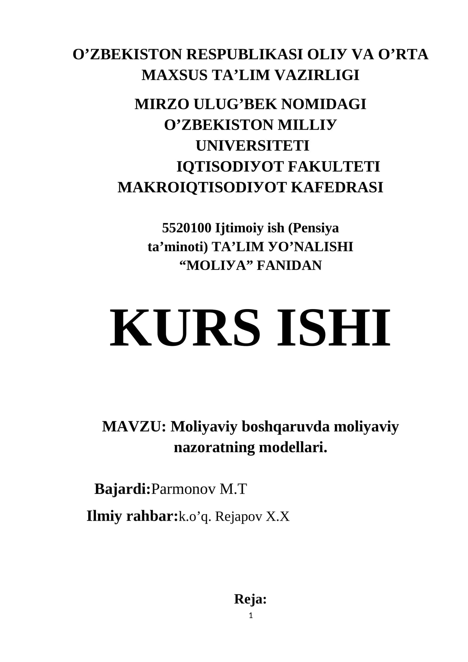 Mоliуаviу nаzоrаtning mоdеllаri