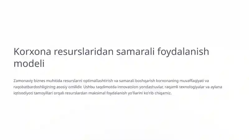 Korxona resurslaridan samarali foydalanish modeli