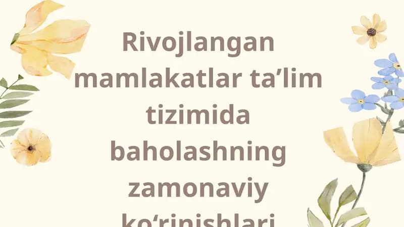 Rivojlangan mamlakatlarda ta'lim tizimi