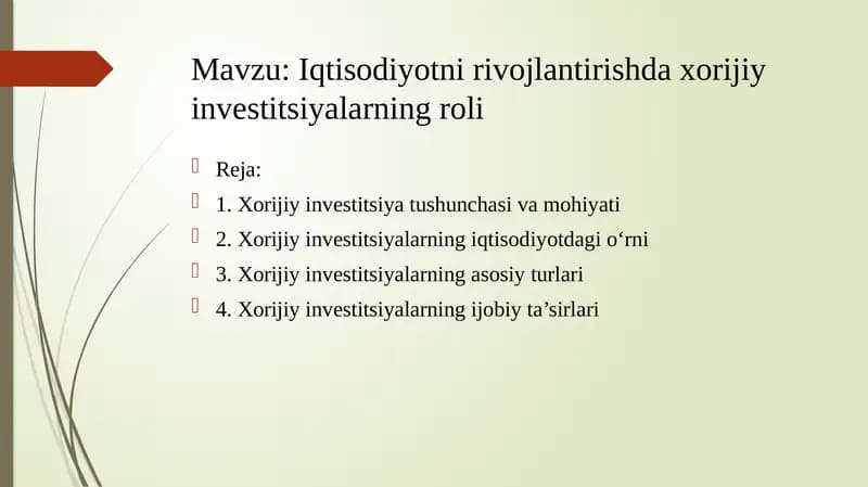 Xorijiy investitsiyalar